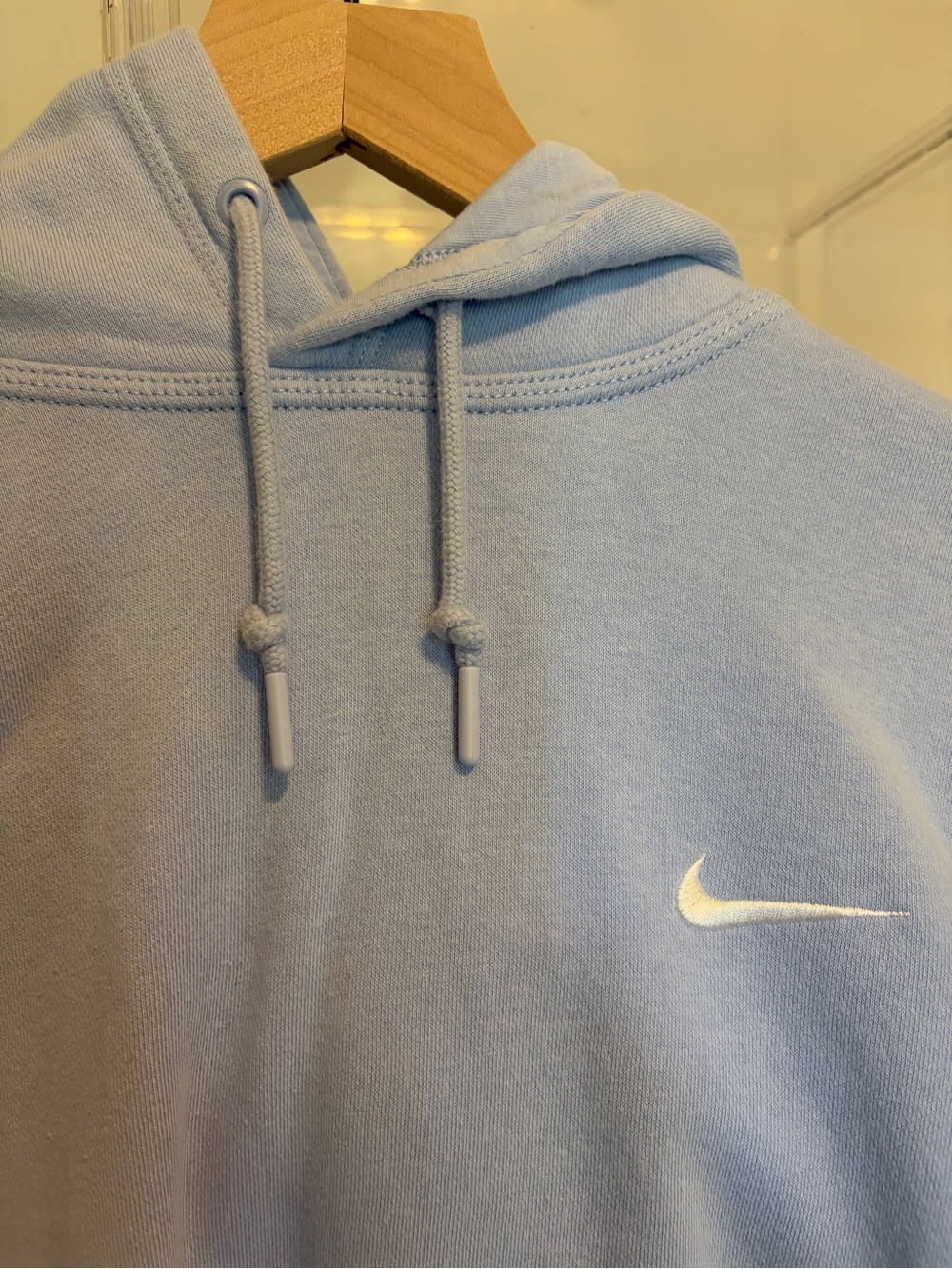 Nike Men’s Light Blue Crewneck Hoodie with White Swoosh
